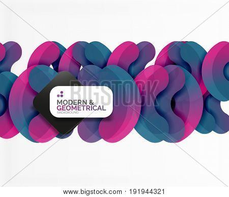 Abstract color geometric round shapes on white - elements with shadow, colorful composition