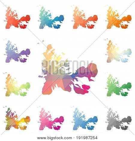 Taaf Geometric Polygonal, Mosaic Style Maps Collection. Bright Abstract Tessellation, Low Poly Style