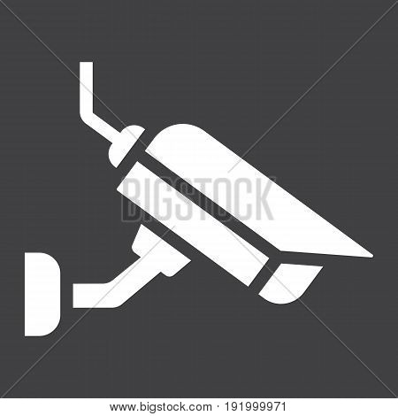 Surveilance camera solid icon, security and cctv, vector graphics, a glyph pattern on a black background, eps 10.