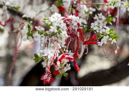 Martenitsa Traditionally For Bulgarians Is Attached To A Blooming Orchard.