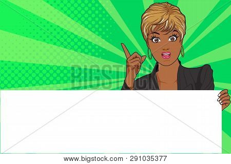 Woman Showing Okay Gesture Action With Background Pop Art Comics Style.