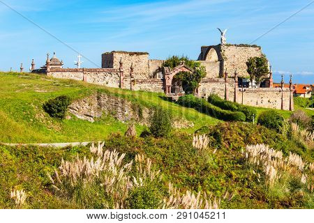 Old Cemetery And Chapel In Comillas, Cantabria Region Of Spain
