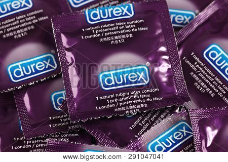 Tambov, Russian Federation - August 05, 2012 Background Of Durex Elite Condoms