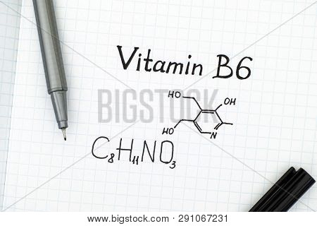 Chemical Formula Of Vitamin B6 With Black Pen.