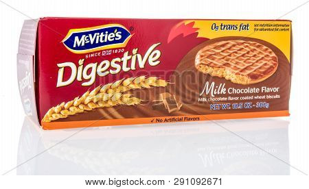Winneconne, Wi - 15 March 2019: A Package Of  Mcvities Digestive Milk Chocolate Flavor Biscuits On A