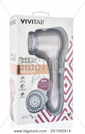 Winneconne, Wi - 20 March 2019: A Package Of  A Vivitar Facial Power Brush On An Isolated Background
