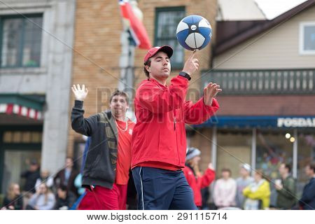 Stoughton, Wisconsin, Usa - May 20, 2018: Annual Norwegian Parade, Members Of The Special Olympics F