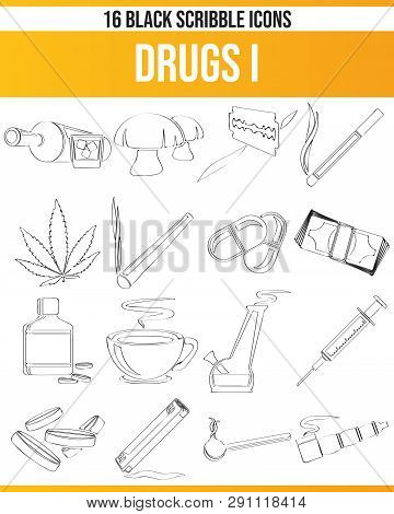 Black Pictograms / Icons On Drugs. This Icon Set Is Perfect For Creative People And Designers Who Ne