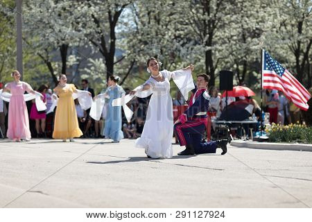 Chicago, Illinois, Usa - May 05, 2018 Members Of Polonia, Polish Folk Song And Dance Ensemble, Weari
