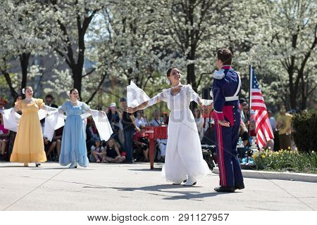 Chicago, Illinois, Usa - May 05, 2018 Members Of Polonia, Polish Folk Song And Dance Ensemble, Weari