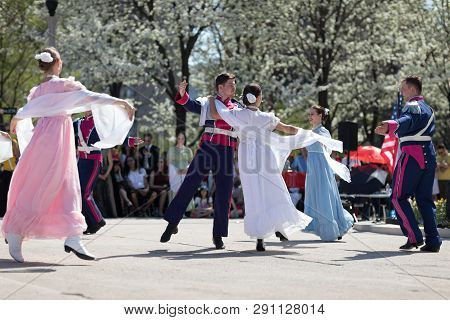 Chicago, Illinois, Usa - May 05, 2018 Members Of Polonia, Polish Folk Song And Dance Ensemble, Weari