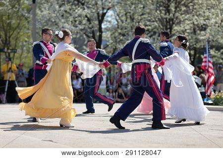 Chicago, Illinois, Usa - May 05, 2018 Members Of Polonia, Polish Folk Song And Dance Ensemble, Weari