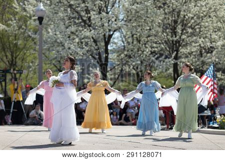 Chicago, Illinois, Usa - May 05, 2018 Members Of Polonia, Polish Folk Song And Dance Ensemble, Weari