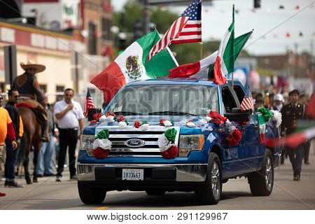 Chicago, Illinois , Usa - September 9, 2018 The 26th Street Mexican Independence Parade, A Ford F-15
