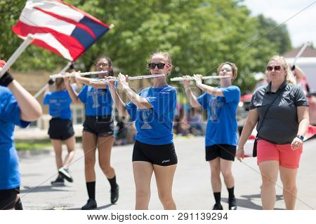 Kokomo, Indiana, Usa - June 30, 2018: Haynes Apperson Parade, The Kokomo High School Marching Wildka