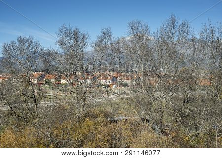 Views Of The City Of Cerceda, In The Province Of Madrid, Spain. In The Background It Can Be Seen The