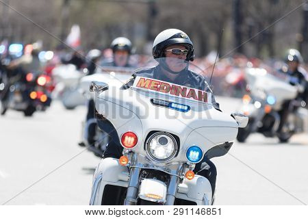 Chicago, Illinois, Usa - May 5, 2018: The Polish Constitution Day Parade, Members Of The Medinah Mot