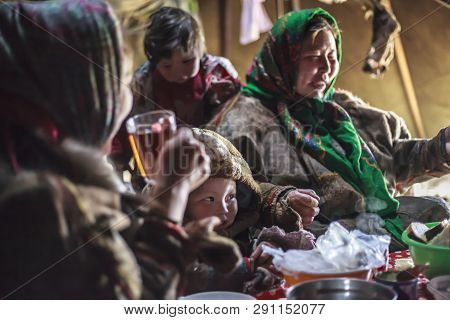Nadym, Russia - August 27, 2018:tundra, The Extreme North, Yamal, The Pasture Of Nenets People, The