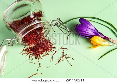 Saffron Spice Tea Crop And Flower Top View