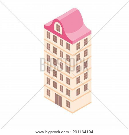 Isometric Building In 3d Flat Style. Vector Illustration For City Map.