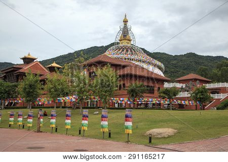 China, Hainan Island, Sanya, - December 1, 2018: Nanshan Buddhist Cultural Park, Editorial.