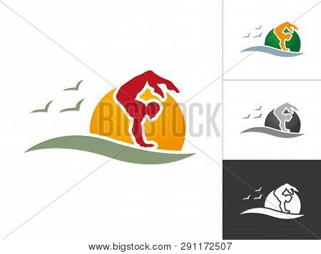 Yoga Poses Man Silhouette Logo Designs Athletics Logo Template Sports Club Logo