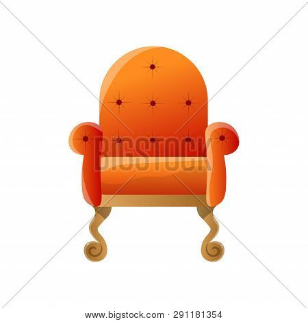 Soft Orange Lounge Retro Style Moveable Armchair Isolated On White Background