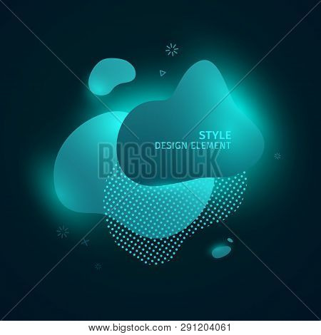 Abstract Modern Graphic Elements. Dynamic Green Blue Neon Colored Forms. Gradient 3d Abstract Banner