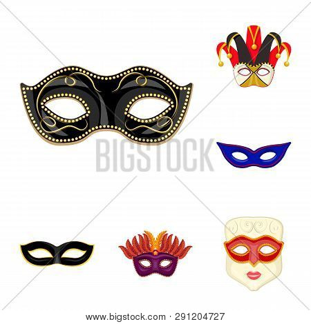 Vector Illustration Of Carnival And Theatrical Sign. Set Of Carnival And Mystery Vector Icon For Sto
