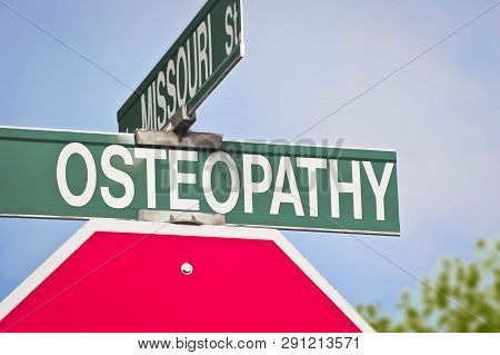 Osteopathy Street Sign On A Blue Sky