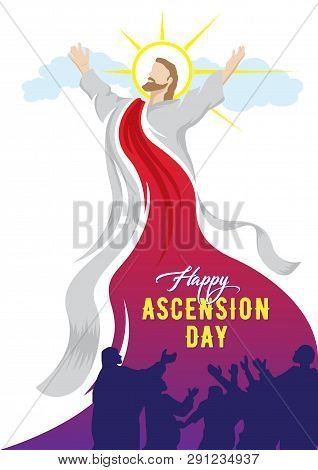 An Illustration Of The Ascension Of Jesus Christ With His Disciples