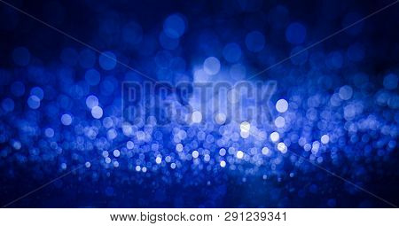 Blurred Abstract Pink And Blue Bokeh Lights. Christmas Holiday Defocused Background