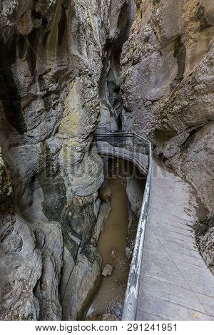 Footbridge In La Yecja Cliff In Burgos Spain