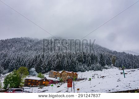Beautiful Touristic Village Ayder Covered By Snow, Rize, Turkey, 21.april 2018