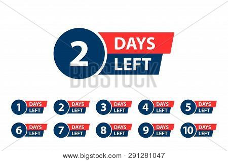 Number 1, 2, 3, 4, 5, 6, 7, 8, 9, 10, Of Days Left To Go. Collection Badges Sale, Landing Page, Bann