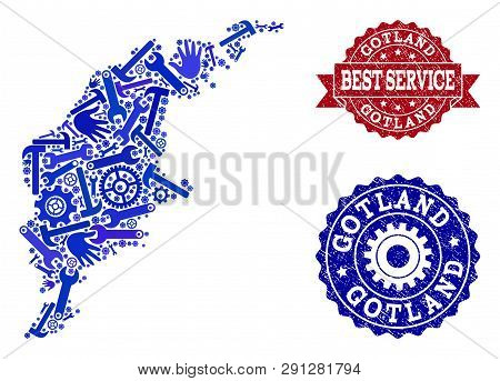 Best Service Combination Of Blue Mosaic Map Of Gotland Island And Rubber Seals. Mosaic Map Of Gotlan
