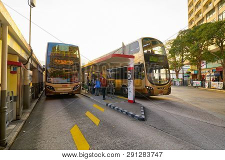 HONG KONG, CHINA - CIRCA JANUARY, 2019: Tsim Sha Tsui Bus terminal in Hong Kong.