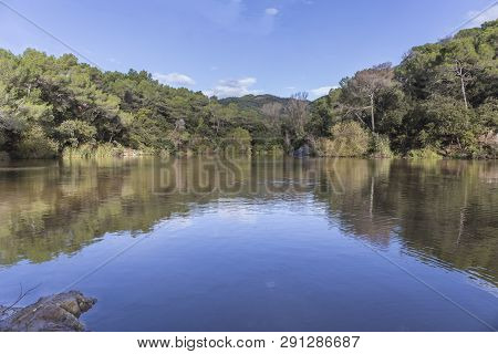 Small Lake In A Sunny Day In Terrassa, Barcelona, Spain