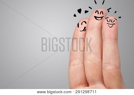 Waggish happy fingers with team building concept