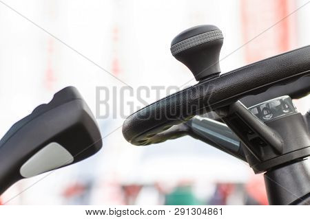 Steering Wheel And Operating Control Panel In Agricultural Or Industrial Machine Or Vehicle
