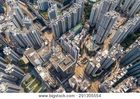 Quarry Bay, Hong Kong 19 March 2019: Top down view of Hong Kong residential district