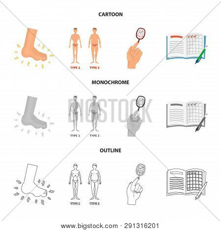 Vector Illustration Of Diet And Treatment  Sign. Set Of Diet And Medicine Stock Vector Illustration.
