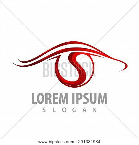 Red Eye Vision With S Letter Concept Design. Symbol Graphic Template Element