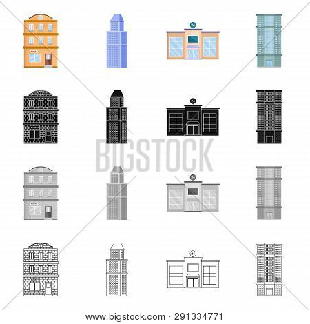 Vector Design Of Municipal And Center Icon. Set Of Municipal And Estate   Vector Icon For Stock.