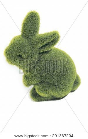 Easter bunny, green furry, green grass, easter theme