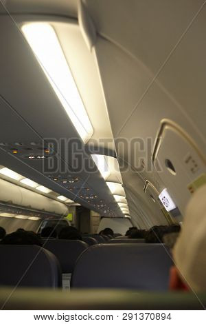 Inside ariplane while on flight