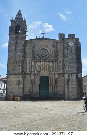 Main Facade Of The Church Of San Martín Located In The Plaza Del Tapal. In Noya. Nature, Architectur