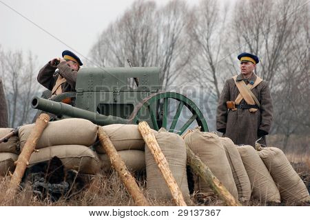 WW1 dělostřelectva. Historické nejčastější. Klub vojenské historie. Kyjev, Ukrajina