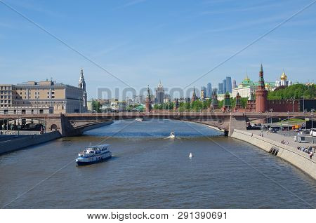 Spring View Of The Moscow Kremlin, Moscow-river And Big Moskvoretsky Bridge, Moscow, Russia