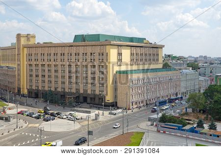 Moscow, Russia - July 16, 2018: View Of Lubyanskaya Square And The Building Of The Information Secur